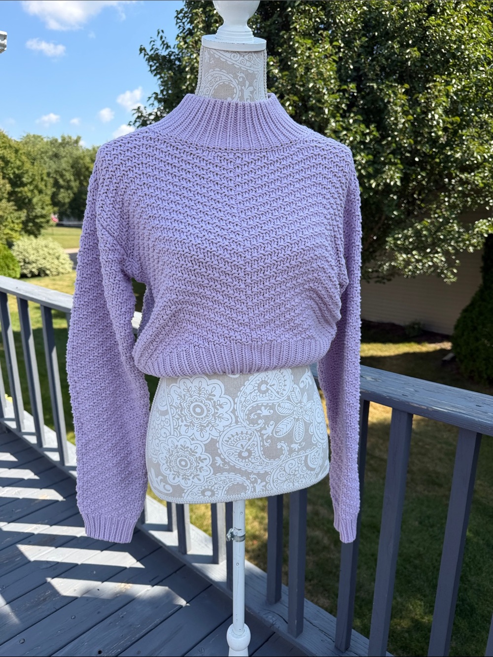 Bardot Lilac Ribbed Mock Neck Sweater Sz L